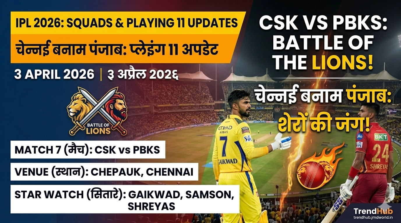 🏏 CSK vs PBKS IPL 2026 Match 7: Squads & Playing 11 Update
